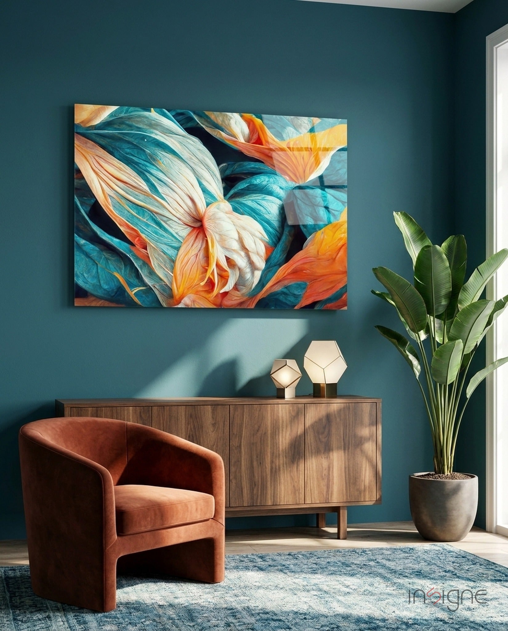 Flowerish Glass Wall Art  || Designer Collection