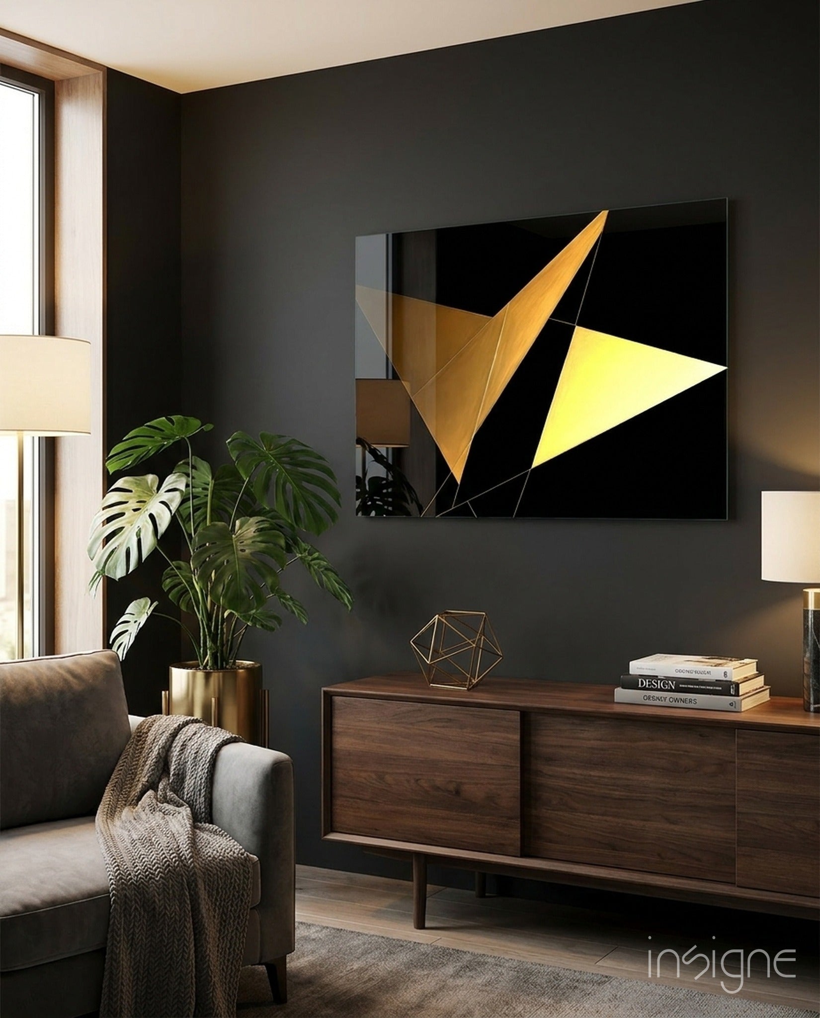 Yellow Wings Glass Wall Art|| Designer&