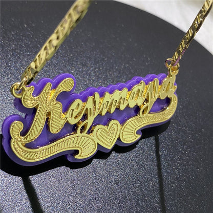 Customized Double Gold-plated Custom Name Necklace Custom Acrylic Pendant Necklace
