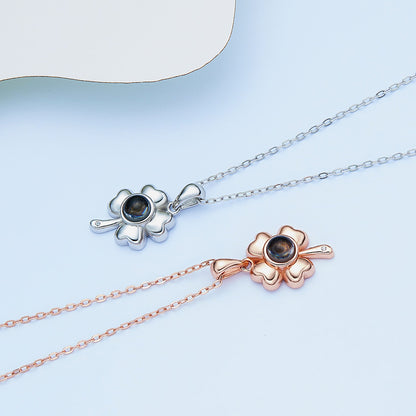 Customized 925 Silver 100 languages Projection Necklace Couple Memory Gifts