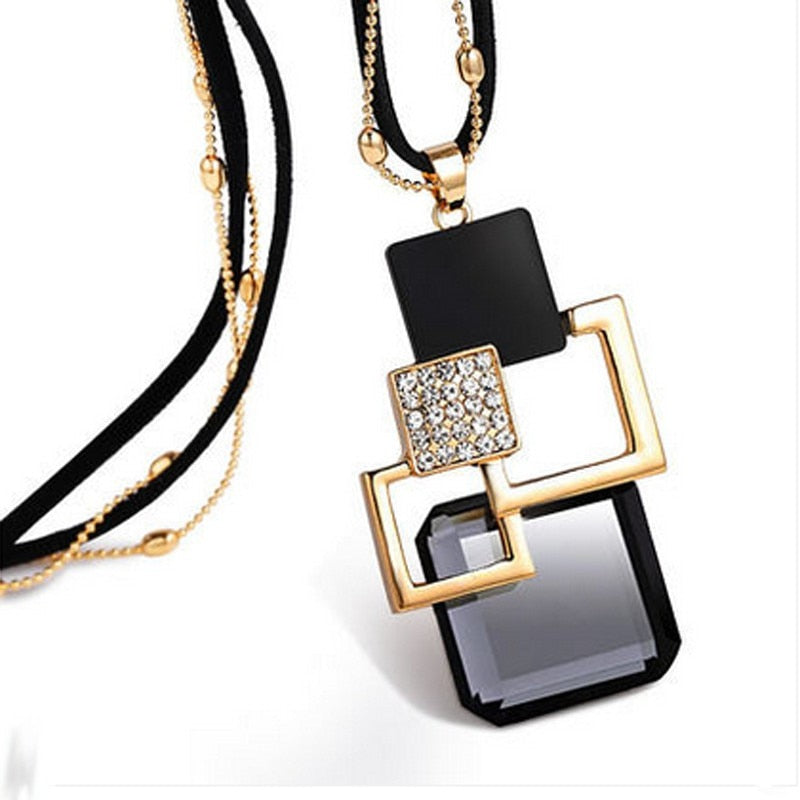 Long Necklaces&amp; Pendants for Women Collier Femme Geometric Fashion Crystal Jewelry
