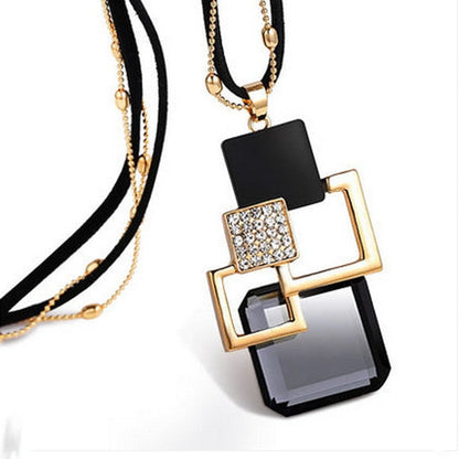 Long Necklaces&amp; Pendants for Women Collier Femme Geometric Fashion Crystal Jewelry