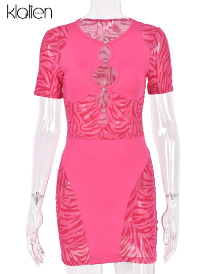 Cut Out Sexy Zebra Mesh Transparent Women&