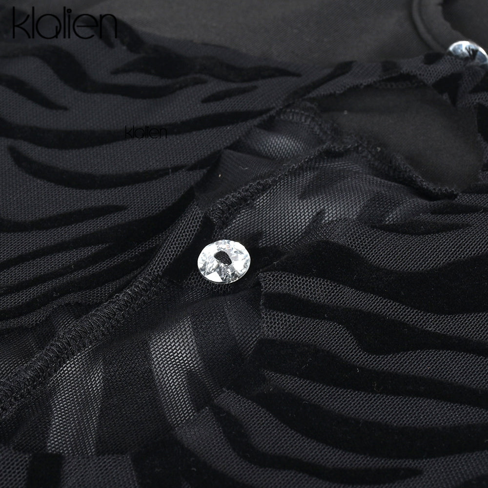 Cut Out Sexy Zebra Mesh Transparent Women&