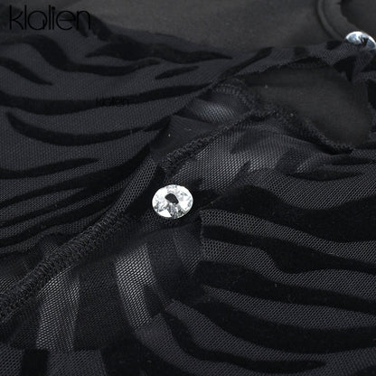 Cut Out Sexy Zebra Mesh Transparent Women&