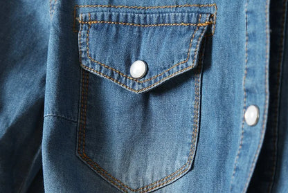 Denim Shirt Short Sleeve Womens Tops Chemise Femme Crop Tops