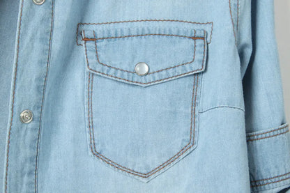 Denim Shirt Short Sleeve Womens Tops Chemise Femme Crop Tops