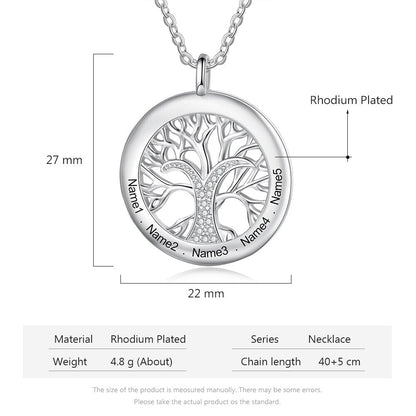 Tree Of Life Personalized Necklaces Family Jewelry Sliver Color Necklace&amp;Pendant