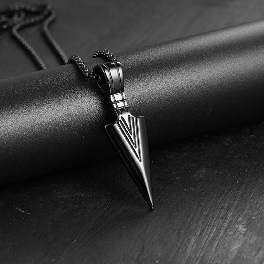 Black Rectangle Pendant Necklace Men Stainless Steel Chain Men Necklace Jewelry