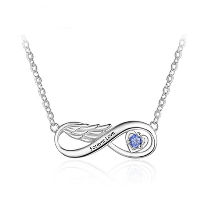 Customized Wing Infinity Relationship Birthstone Name Pendant Necklace