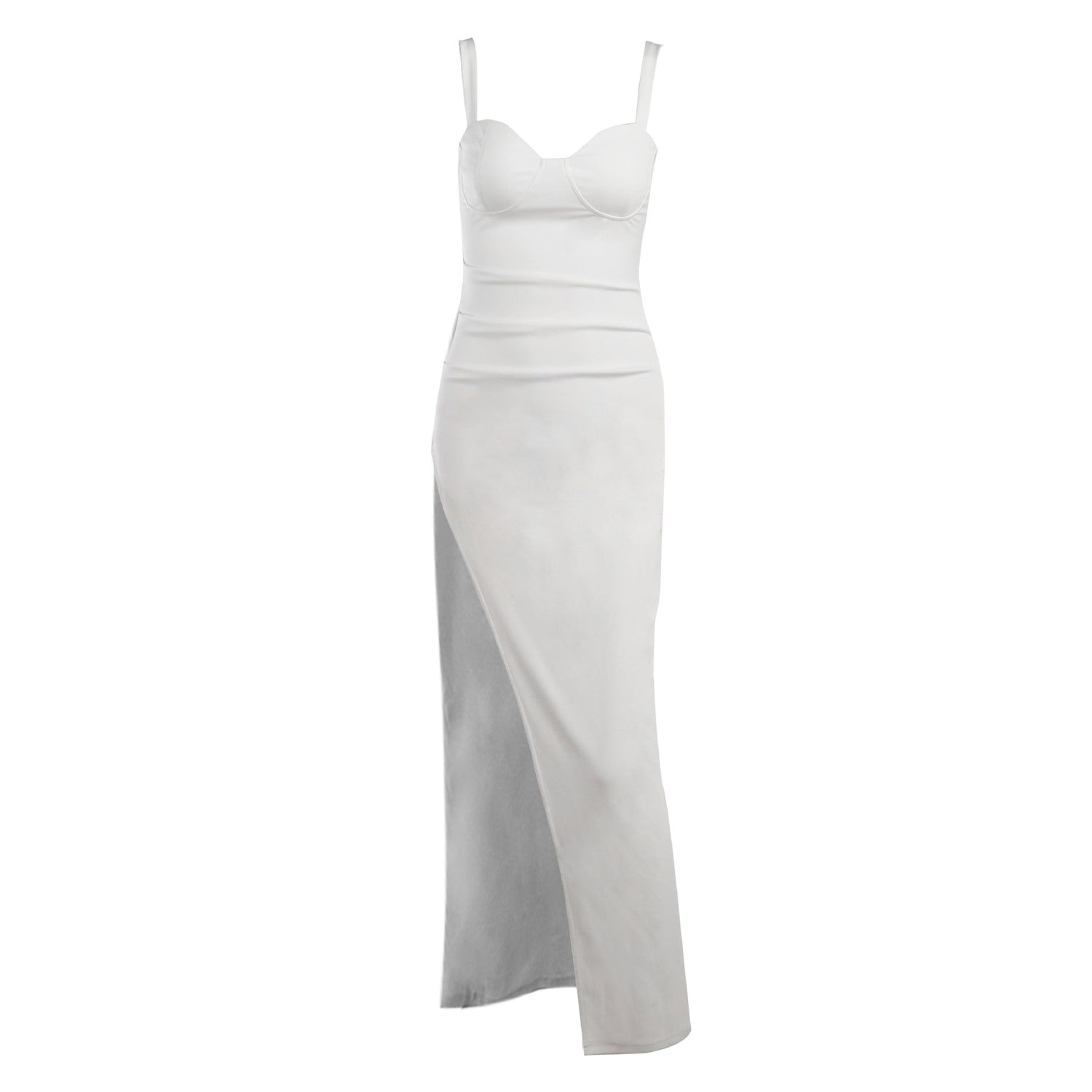 High Split Ankle-length Party Dresses Women Solid White Spaghetti Strap Dress Y2K
