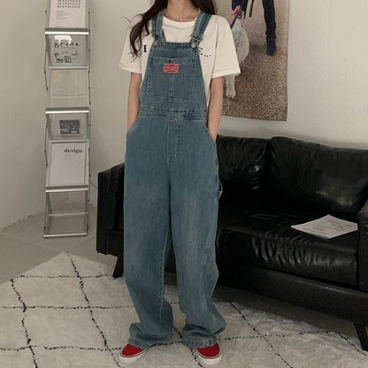Casual Denim Jumpsuits Women Loose Overalls Baggy Wide Leg Rompers