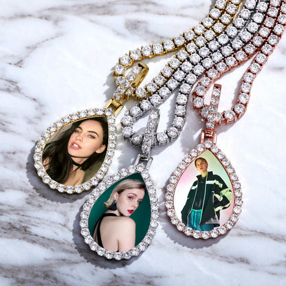 Custom Photo Pendant  Drop-shaped Medal Pendant Necklace  Hip Hop Jewelry