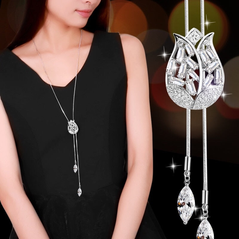 Long Necklaces&amp; Pendants for Women Collier Femme Geometric Fashion Crystal Jewelry