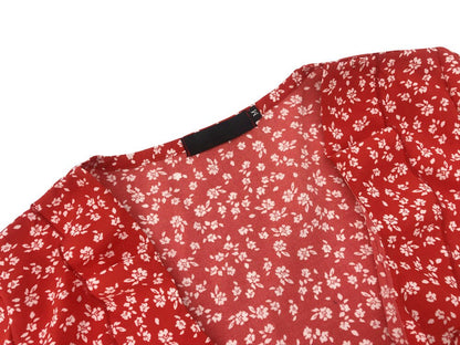 Summer Women’s Floal A-Line Dress Sweet Elegant Floral Ruffles V-neck Bandage Short Dress