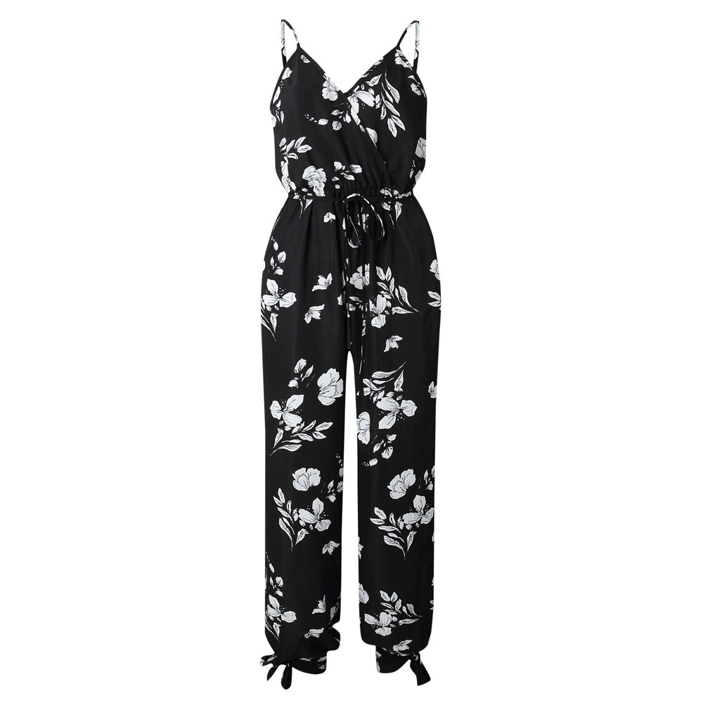 Women Sleeveless Loose Baggy Trousers Solid Romper Jumpsuit Cotton Print Broadcloth
