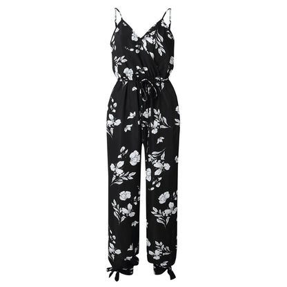 Women Sleeveless Loose Baggy Trousers Solid Romper Jumpsuit Cotton Print Broadcloth