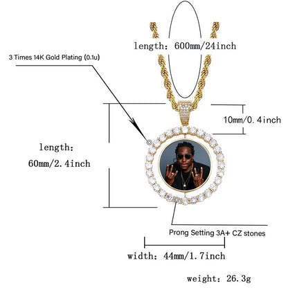 Custom Made Photo Rotating double-sided Medallions Pendant Necklace Men&