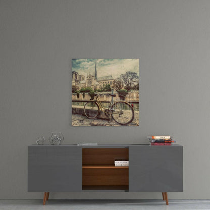 Vintage Bicycle By Gothic Cathedral Glass Wall Art
