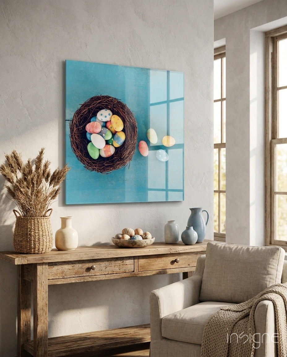 Easter Eggs Glass Wall Art