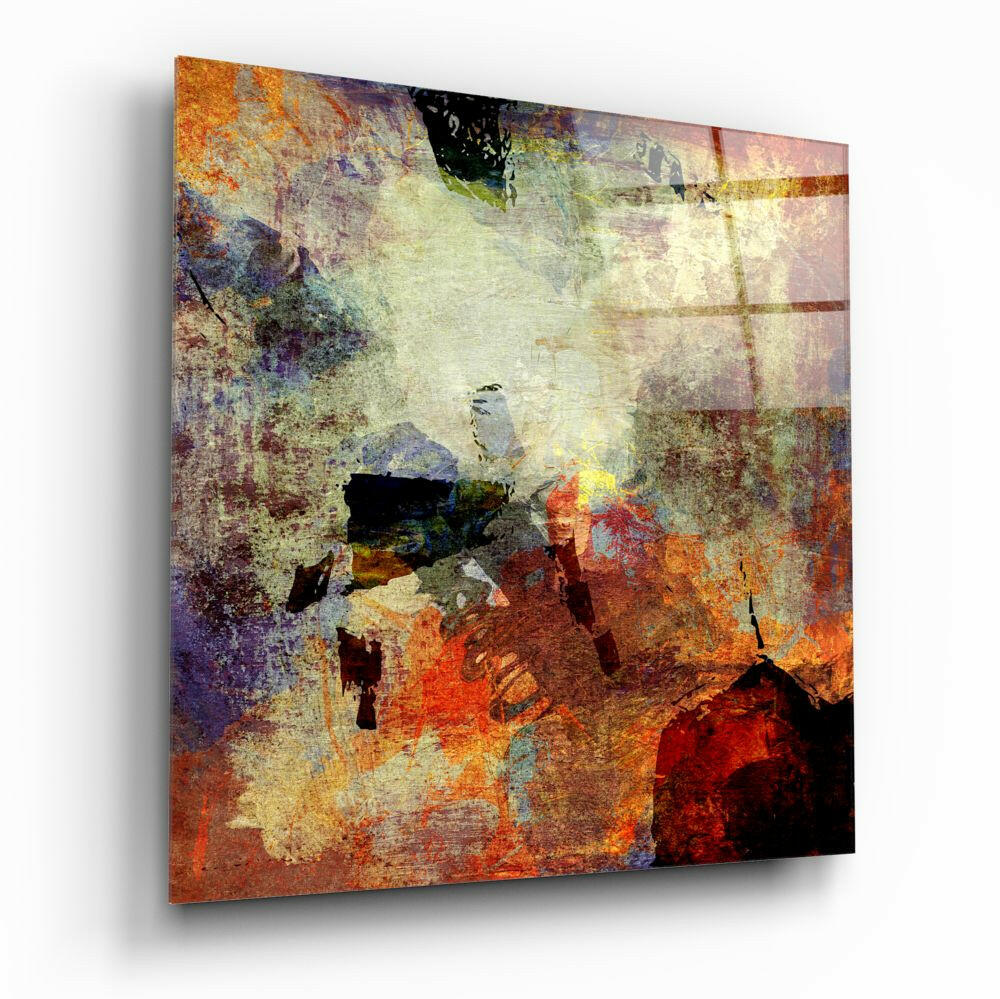 Warm Earthy Collage Abstract Glass Wall Art