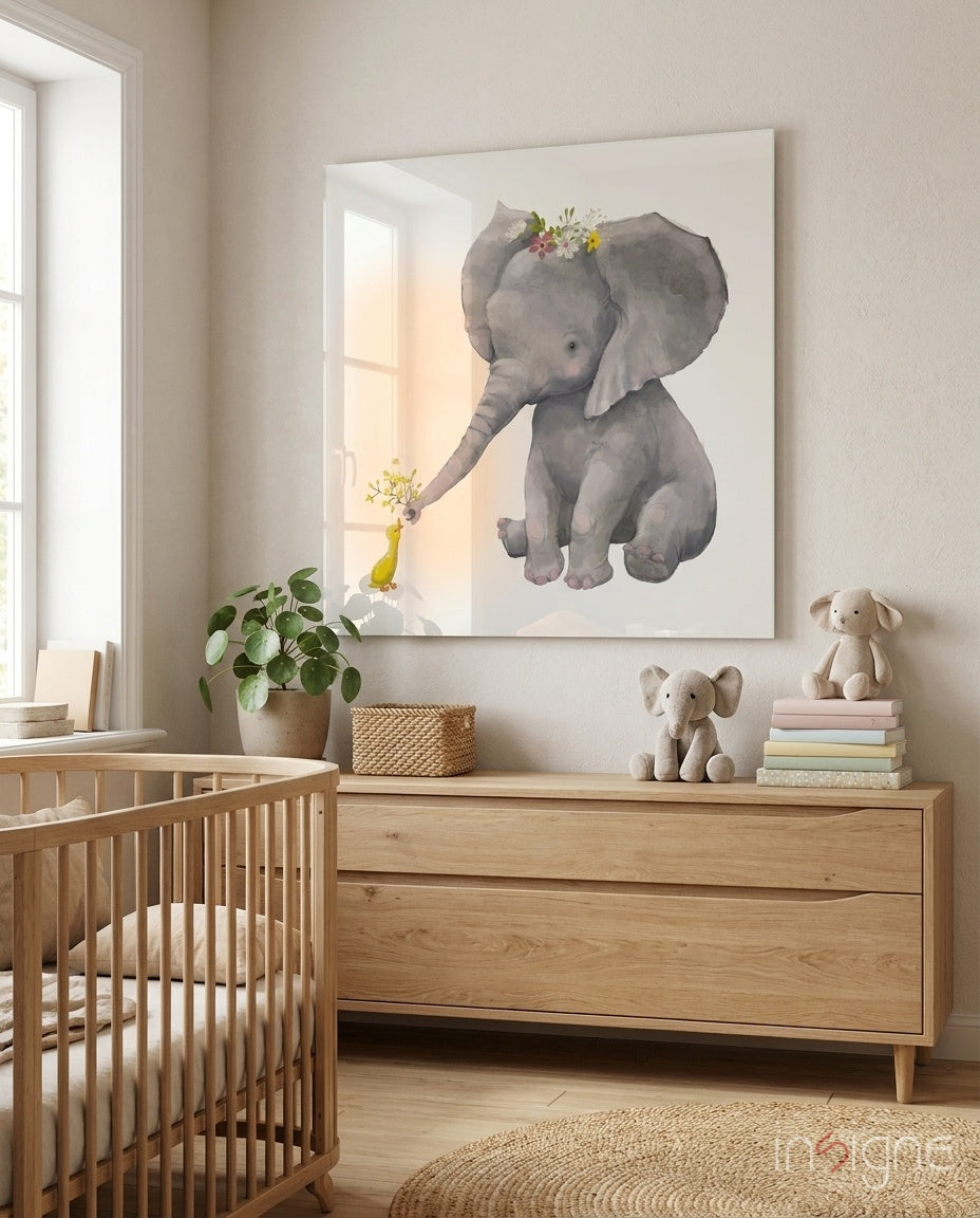 Elephant and Duck Glass Wall Art