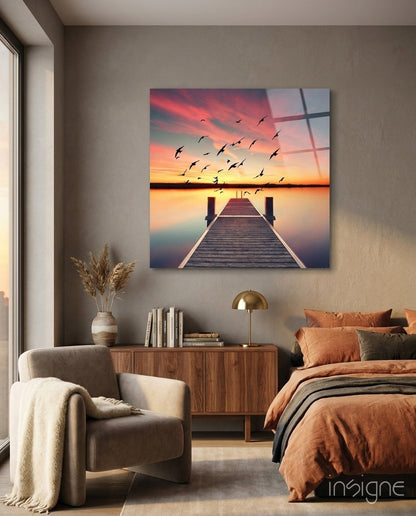 Red Dock Glass Wall Art