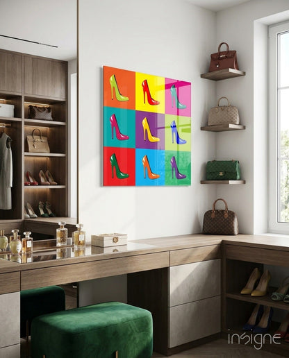 Colored Shoes Glass Wall Art
