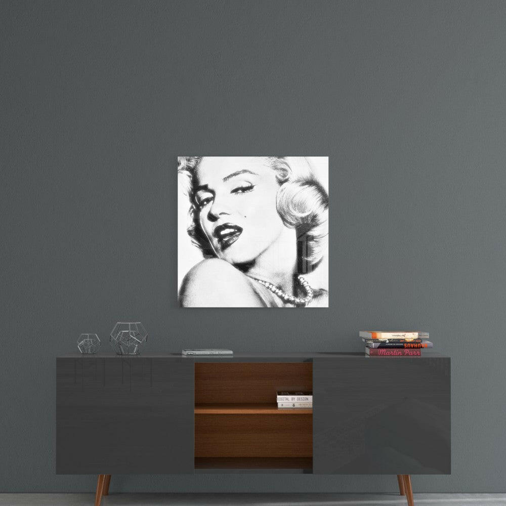 Black White Blonde Starlet Glass Wall Art