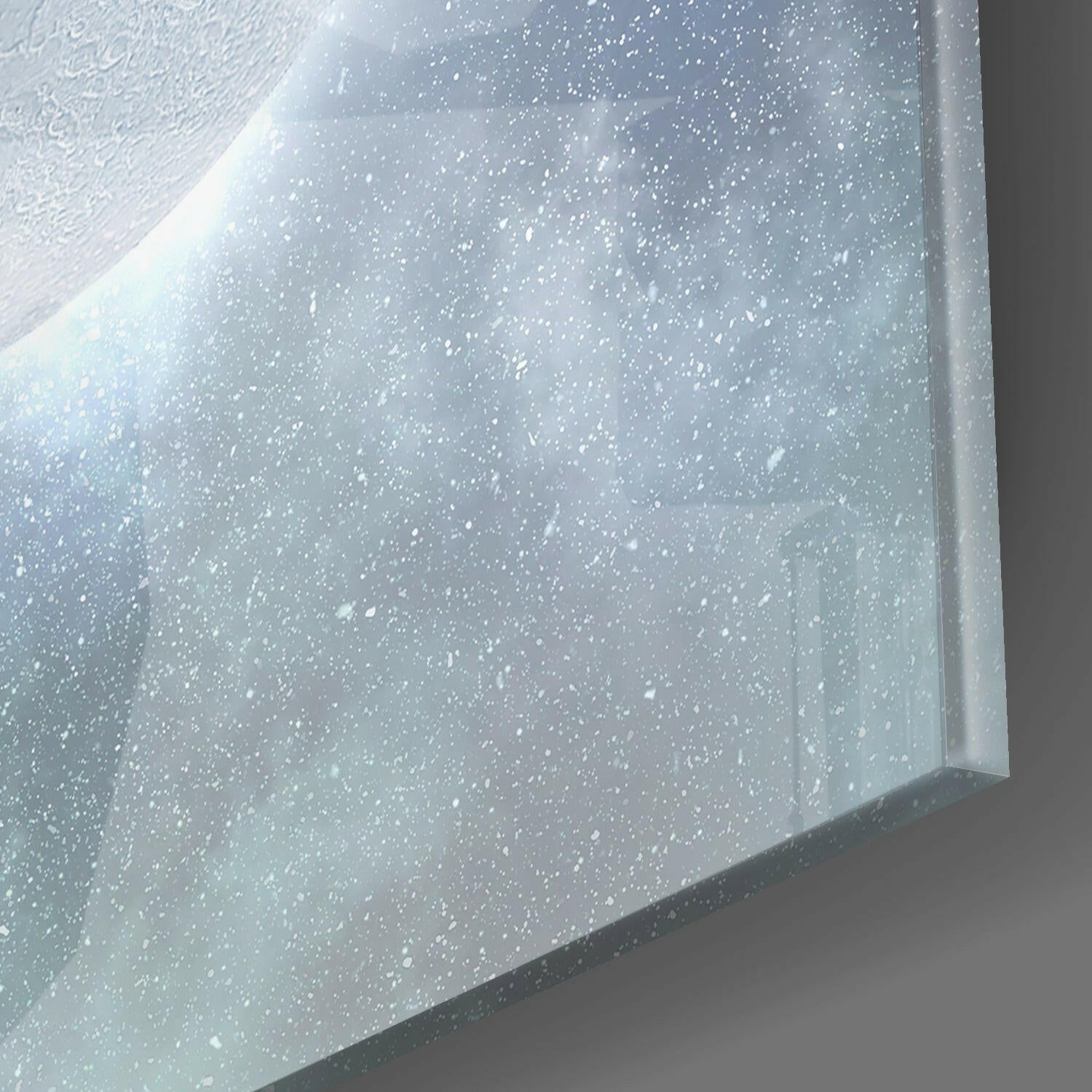 Man Flying With Balloon Cluster Moon Glass Wall Art