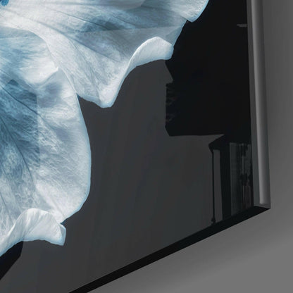Icy Blue Hibiscus Glass Wall Art