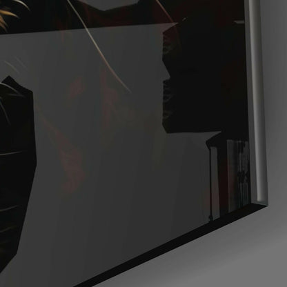 Amber Eyed Leopard Face Glass Wall Art