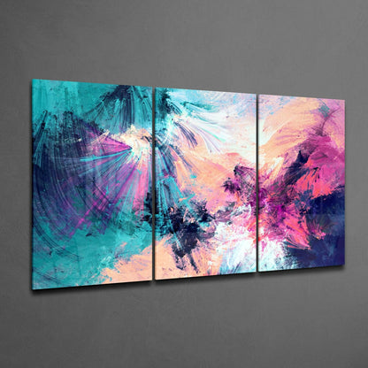 Turquoise Pink Paint Burst Glass Wall Art