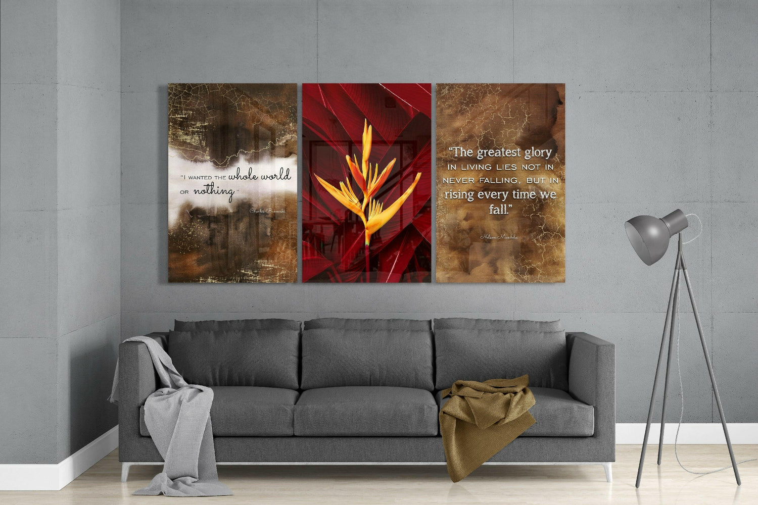 Bird of Paradise Quotes Trio Glass Wall Art
