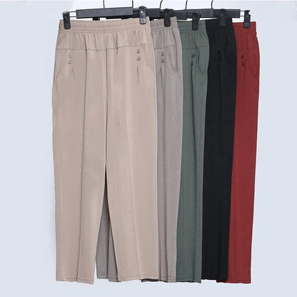 Spring Summer Pants Thin Elastic Waist Loose Cotton