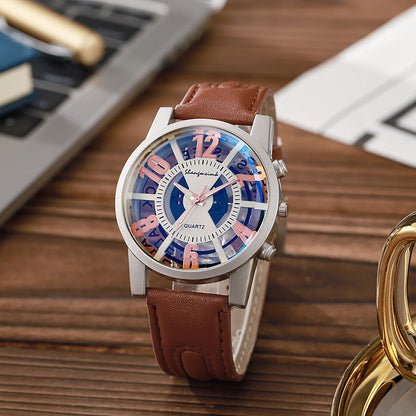 Large-dial, hollow-out blue-light men&