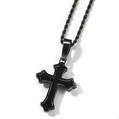 Hip-hop cross-shaped diamond Cubic Zirconia necklace