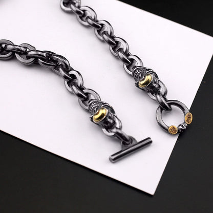 Black retro skull punk necklace