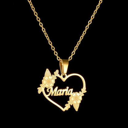 Hollow Love Customized Name Necklace Laser Marked Clavicle Chain