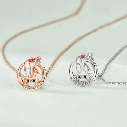 Cute Rabbit Inlaid Zircon Necklace Sterling Silver 925 Personality Clavicle Chain
