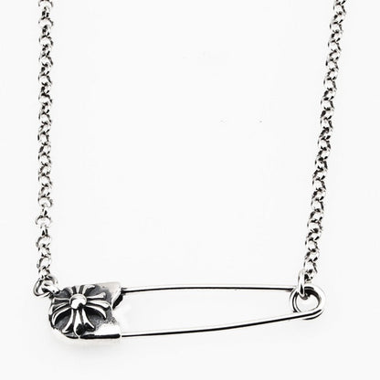 Retro cross pin necklace