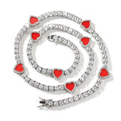 mens gold chain Colorful love tennis necklace