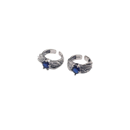 Retro feather sapphire open ring