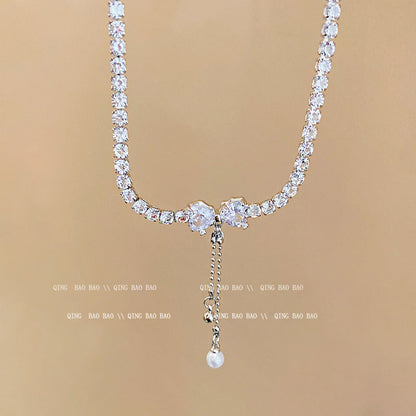 Titanium steel pearl clavicle necklace