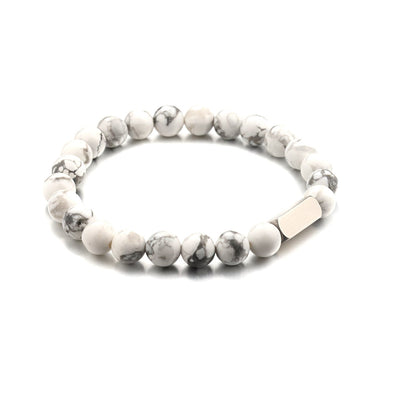 Stainless steel engraved beaded bracelet