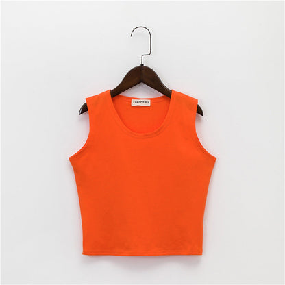 Bottoming sleeveless suspender sports midriff-baring vest