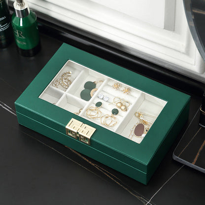 Rectangular PU leather window jewelry box