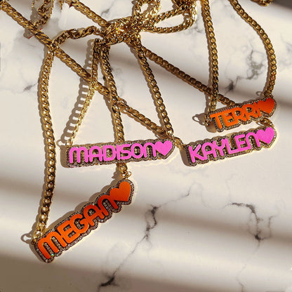 Zircon Acrylic Patch Color Name Necklace