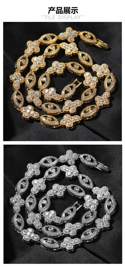 Diamond eye cross high-end feeling necklace