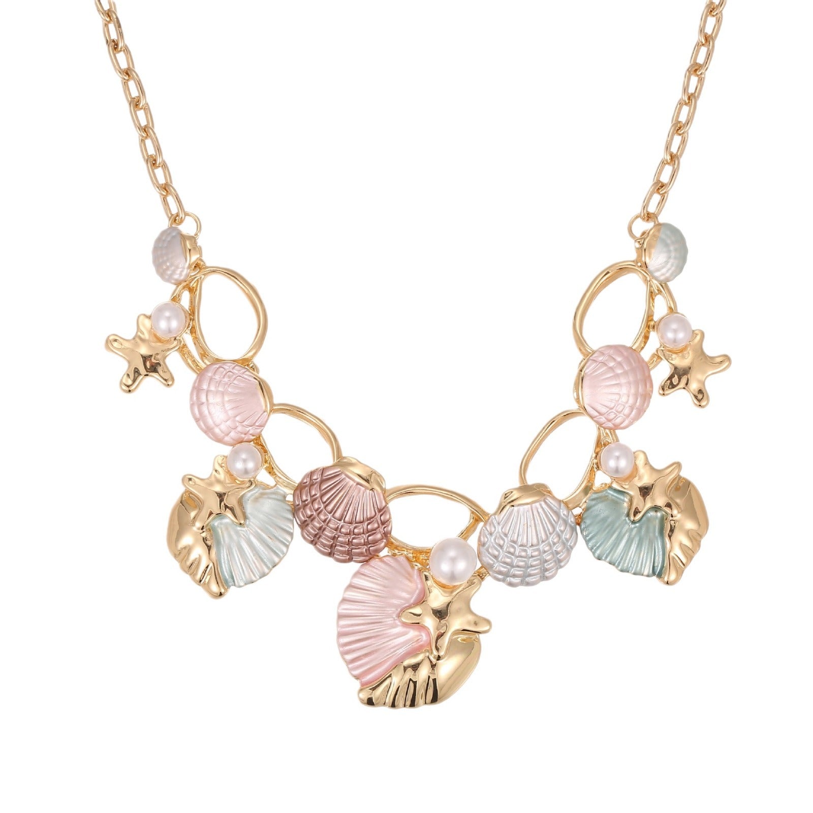 starfish necklace color oil painting shell necklace